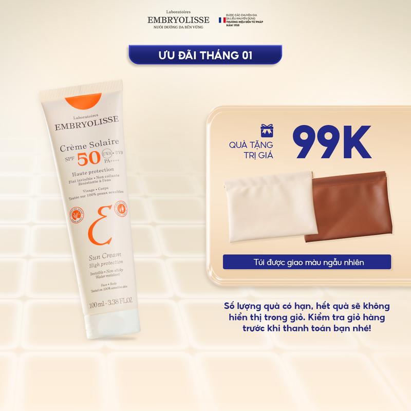   LIVESTREAM  Kem chống nắng phổ rộng dưỡng ẩm cho da khô nhạy cảm Crème Solaire Embryolisse 100ml 