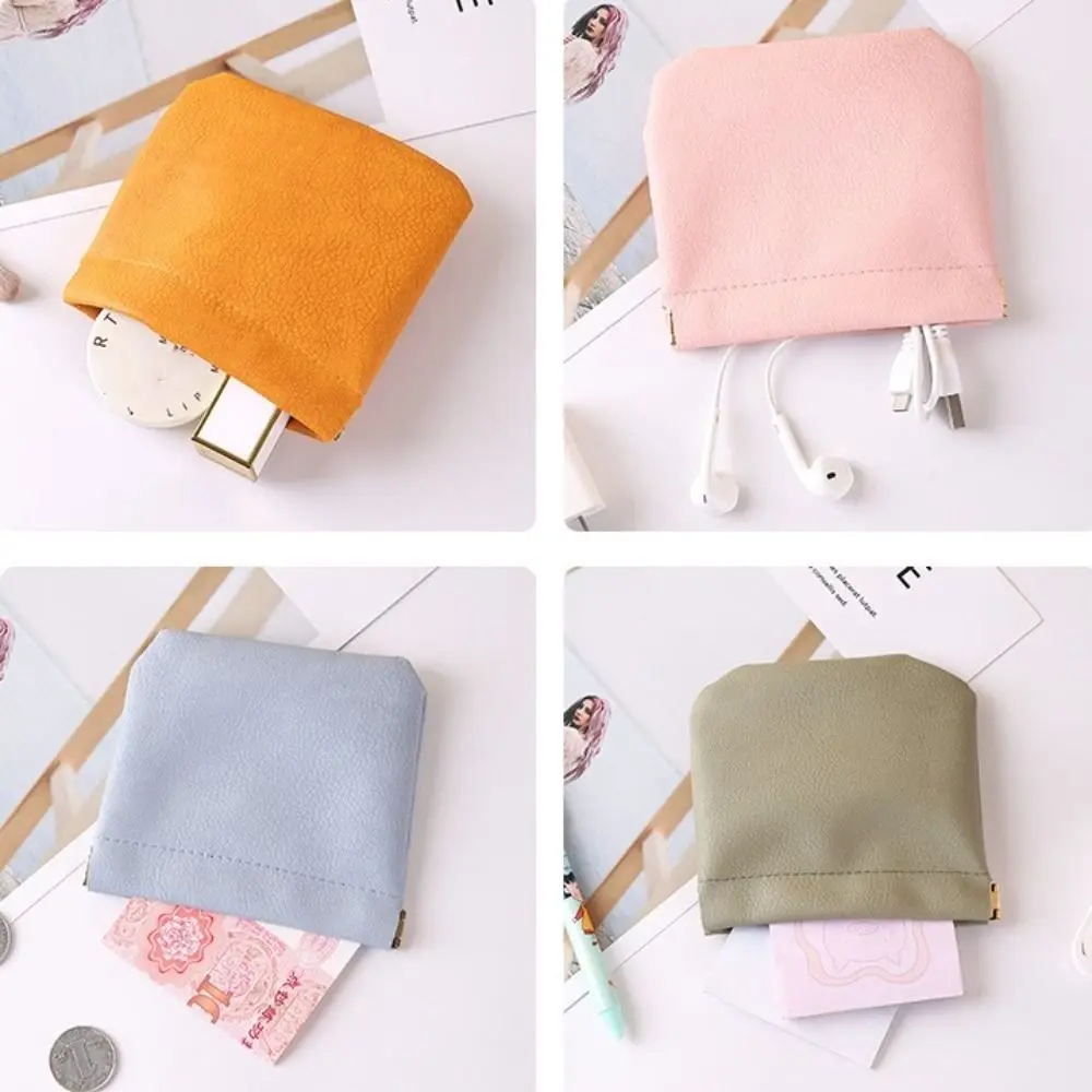 Fashion Automatic Closing Lipstick Bag Portable Mini Cosmetic Organizer Pouch PU Travel Key Small Bags