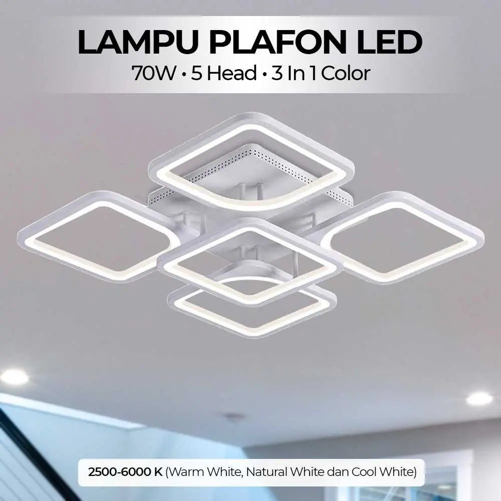 Lampu Plafon Led Minimalis Modern Ceiling Light Color Aesthetic New TaffLED DZ5730 24W 6000K - Besi, Akrilik Plastik