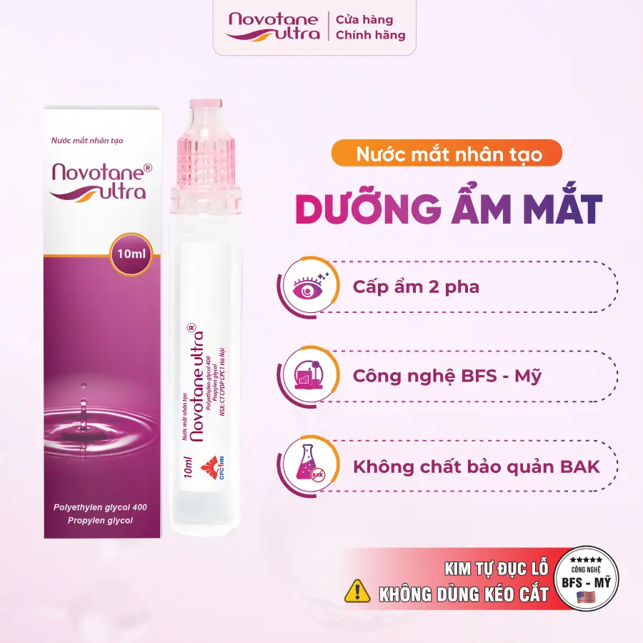 Nước Nhỏ Mắt Nhân Tạo Dưỡng Ẩm 2 Pha Dành Cho Đeo Lens Novotane Ultra Lọ 10ml thuốc  nhỏ nước  mắt
