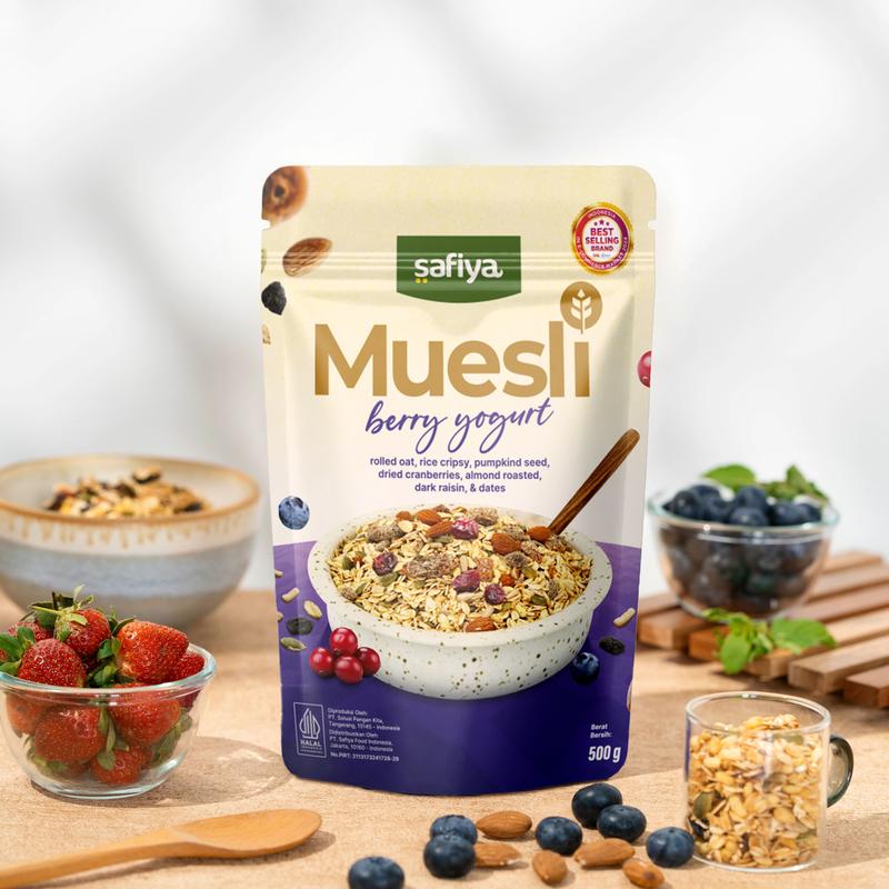 Safiya Muesli Berry Yogurt 1 Kg With Almond Sereal Oatmeal Premium 2
