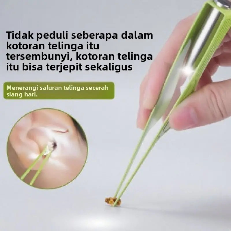 Set klip telinga bercahaya untuk dewasa dan anak-anak, dengan alat pembersih telinga visual dan klip telinga berlampu.