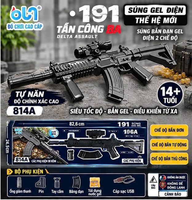 Súng đồ chơi hạt nở QBZ - 191 liên thanh pin 7.4 nhựa ABS - Đồ Chơi