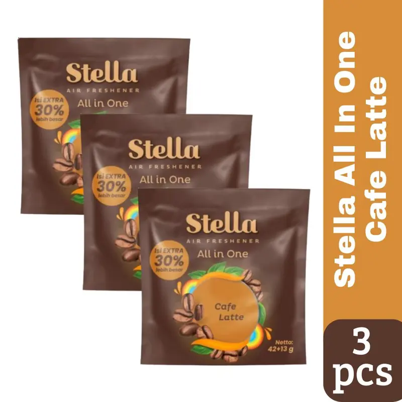 3 Pcs Stella Gantung All In One Cafe Latte - Parfum Pengharum Mobil dan Ruangan Aroma Kopi 1