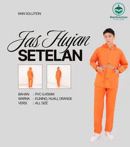 Jas Hujan Aether AE 886 PVC Tebal Tahan Air Setelan Jaket Celana All Size Resleting Kancing Rapat Topi Tali Serut Safety Profesional Waterproof Waterproof