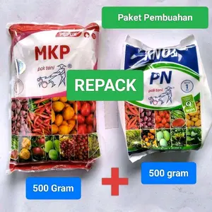 Paket Pupuk Pembuahan Pembesar Pelebat Buah MKP dan KNO3 Pak Tani Masing-masing 500 Gram (Total 1 Kg Per Paket) Kemasan REPACK
