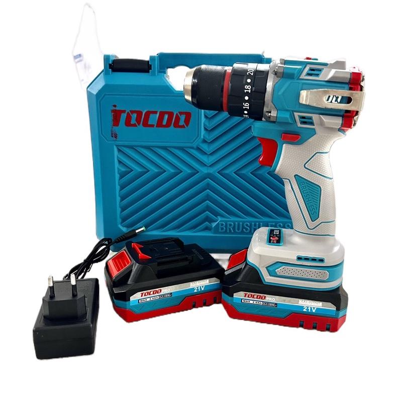   Bản nâng cấp  Máy khoan pin tocdo đầu 10mm 3 chức năng có búa TOCDO M21 không chổi than 2 pin và 1 sạc chân pin phổ thông 