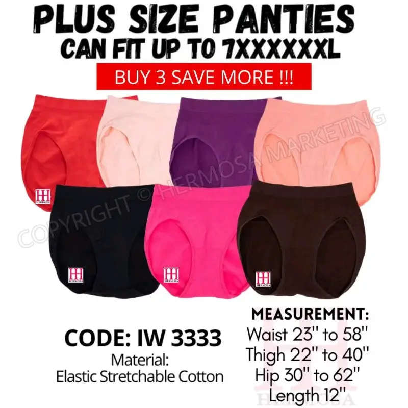 Plus Size Panties Bundle (Sg Seller/Plus Size/Big Size/Plus Size Muslimah/Singapore Women/Curvy/Fit up to 7XL Cotton Lingerie Basic Minimalist