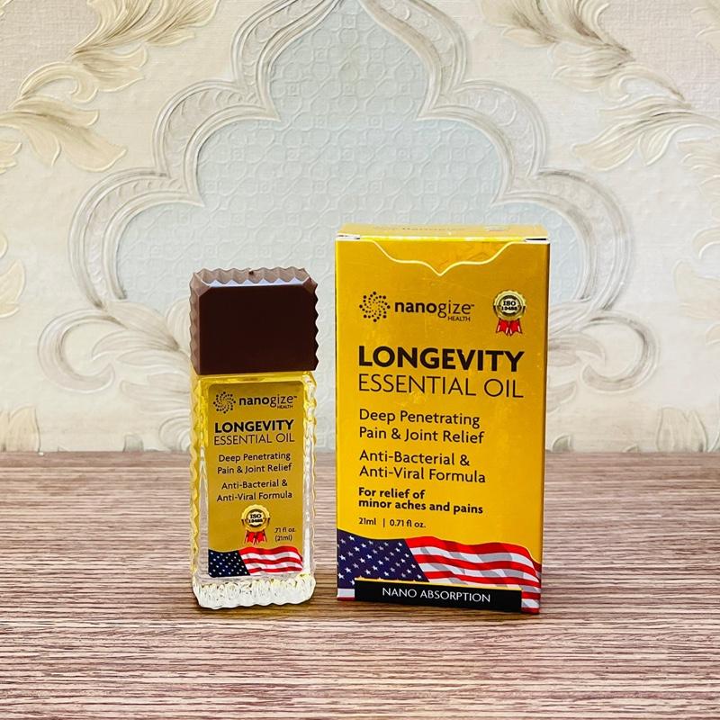 Dầu Vàng Longevity Essential Oil Nanogize của Mỹ/ 21ml Dầu mát xa