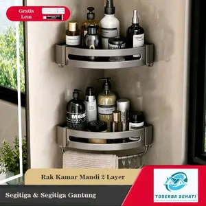 Rak kamar mandi Rak sudut Bahan Stainless Carbon Steel Anti Karat Rack Multifunction Rak sabun shampoo Dinding Serbaguna dengan rak handuk peralatan kamar mandi
