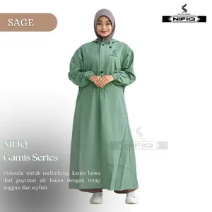 NIFIQ Jas Hujan Gamis Baru Produk BY NIFIQ Warna Terbaru Keren Bahan PVC 0,25 untuk Wanita Pria Syari Tahan Air Anti Bocor Elastis tidakmudah sobek m mudah dilipat