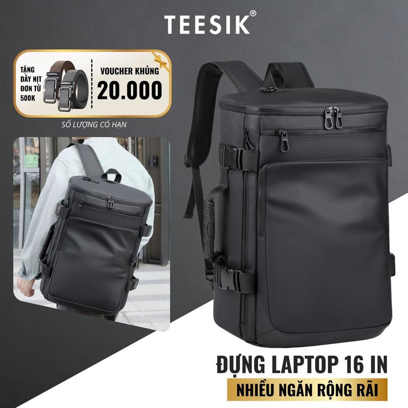 Balo nam TEE SIK Balo đi học chống nước đựng laptop 15.6 In khóa số rộng rãi màu đen BL14