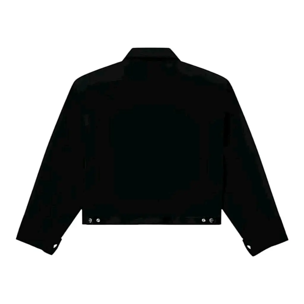 Work Jacket Crop Boxy -  Hitam polos jacket Peria unisex