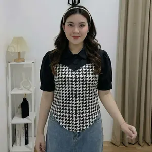 New Arrival Rona Puff Blouse Katun Twist Combi Knit M-XXL JUMBO