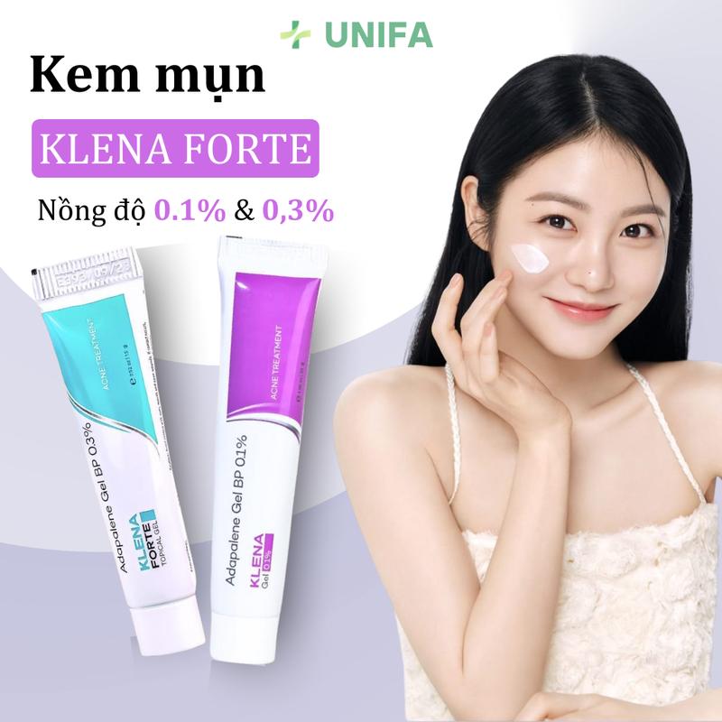 Gel hỗ trợ giảm mụn Klena Forte 0.1 và 0.3 thích hợp với mụn ẩn mụn viêm và mụn trứng cá