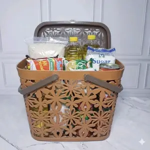 12PCS Keranjang melati hajatan coklat plastik serbaguna pakai tutup syukuran