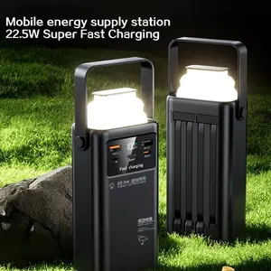 Powerbank 60000MAH Fast Charging 6outputs and 2inputs With 4 Detachable Data Cables LED Light