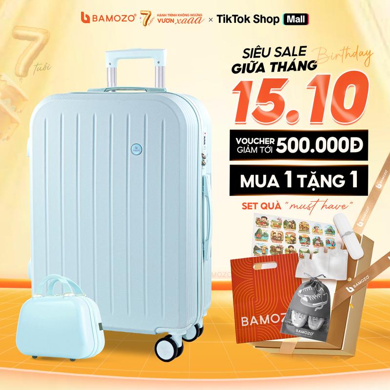 [TẶNG CỐP] Vali Bamozo 8812 Thường + Cốp Mỹ Phẩm Size 20/24 Nhựa ABS PC Bền Đẹp Khóa Bảo Mật Vali nhỏ gọn xách tay _8812