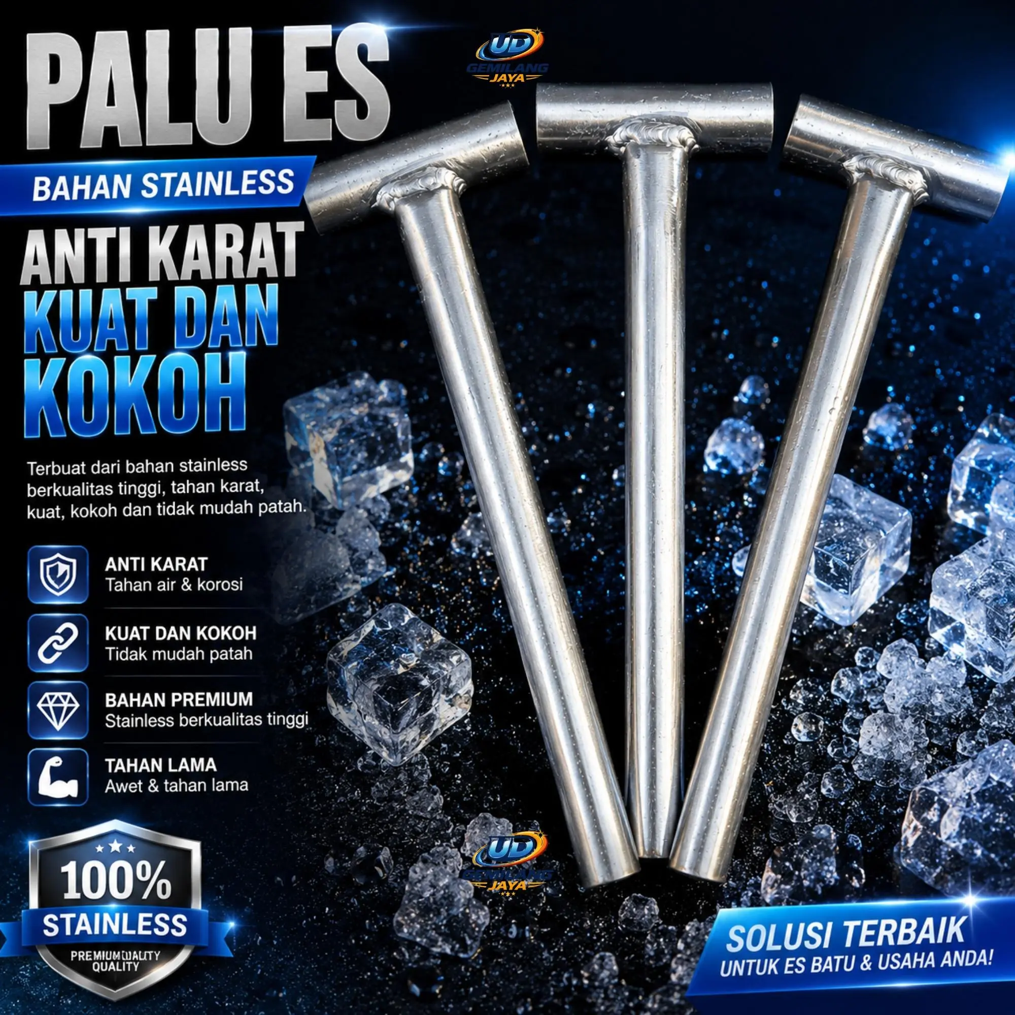 PALU PEMECAH ES BATU BAHAN STAINLESS ANTI KARAT