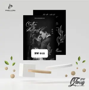 [50 pcs] UNDANGAN PERNIKAHAN MEWAH GLOSSY BW HITAM PUTIH - UNDANGAN NIKAH - UNDANGAN GLOSSY