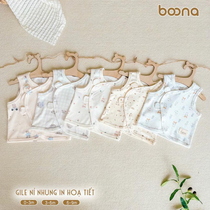 BST mới Áo Gile BOONA Style Hàn Chất Liệu Nỉ Nhung Mềm Mại Mẫu Tai Gấu Xinh Cho Bé Từ Sơ Sinh 0- 9M