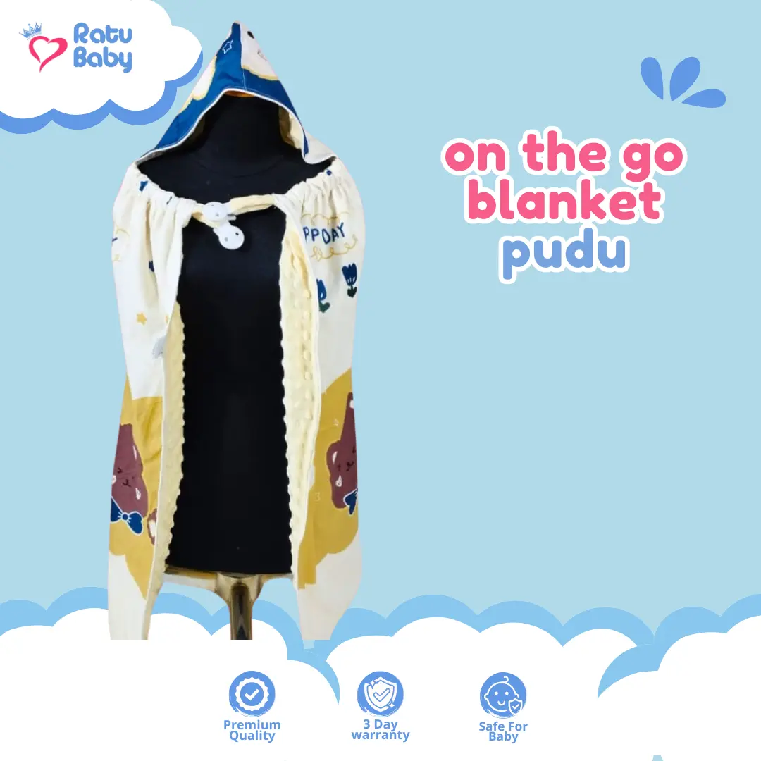 Ratu Baby┃Selimut Bayi Kain Minky dan Katun CVC┃On The Go Blanket Baby┃Penutup Stroler