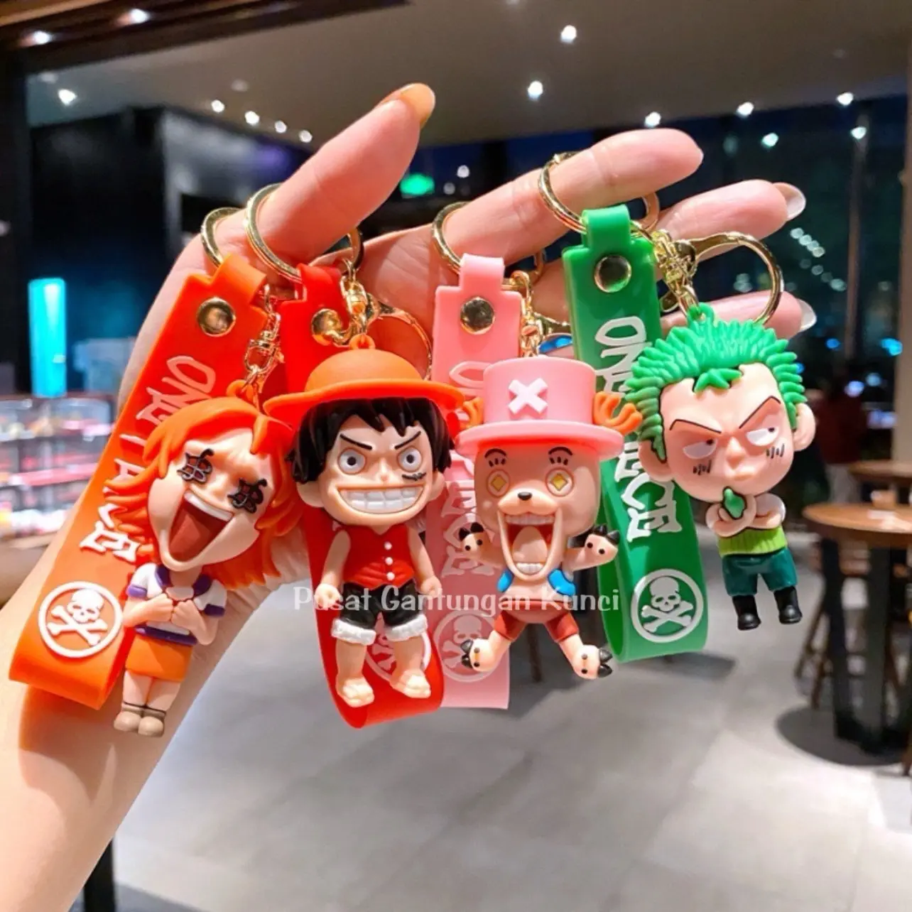 Gantungan Kunci One Piece - Gantungan Keychain Karakter Lucu Gemoy One Piece kartun Anime Tas HP Tali Kunci Hadiah Souvenir