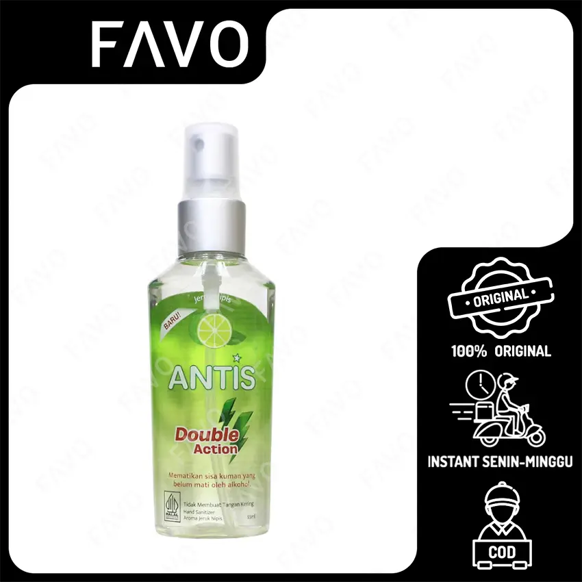 Hand Sanitizer Antis Double Action Antiseptic Spray Jeruk Nipis isi 55 mL