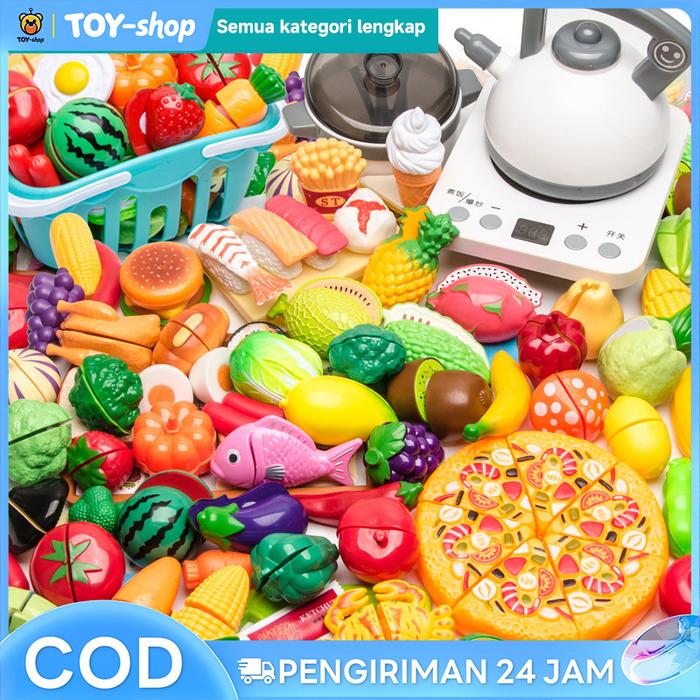 Gambar Set Mainan Dapur Simulasi, Set Memotong Buah, Permainan Memotong, Permainan Memotong Pizza Besar, Set 75 Buah dari YUNLEO.TOY Kota Bekasi Tokopedia