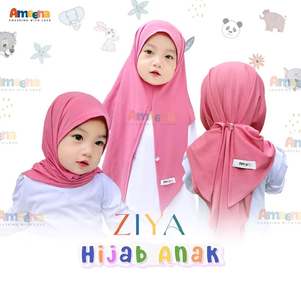 SEGITIGA INSTAN KANCING ANAK ZIYA-SEGITIGA JERSEY USIA 2 SAMPAI 4 TAHUN Muslim Jilbab Kerudung