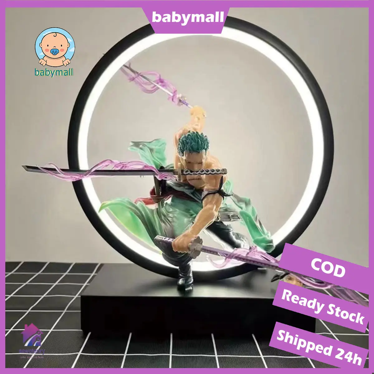 【COD】Action Figure Zoro Three Knife Original 100% Anime One Piece Figures Roronoa Zoro Luffy Sanji PVC Koleksi Premium komik tidak tokoh aksi & mainan Gift Pedang