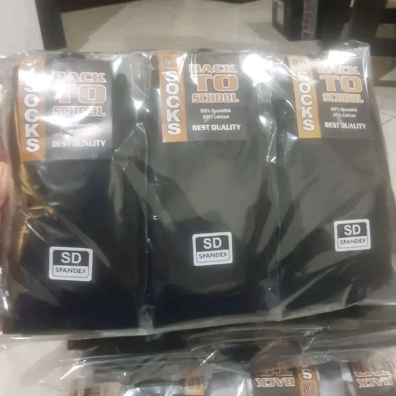1 Lusin Kaos Kaki Sekolah Hitam Polos SD
