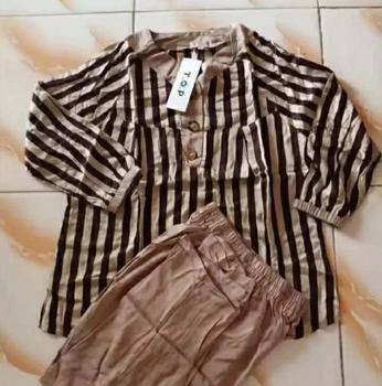 Product Review of SETELAN SALUR LD 110 120 130CM XL XXL SETELAN KATUN RAYON TWILL 116554 - SET MOTIF SALUR WANITA jumbo soft peach murah Baju Celana Kancing from B**y C**g 0