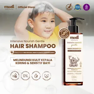Moell Intensive Nourish Gentle Shampoo Bayi Anak 185gr Dengan Calendula Oil - Kulit Kepala Sensitif & Iritasi - Tanpa SLS & Alkohol - Tidak Perih Di Mata - Menumbuhkan & Melebatkan Rambut - Skincare Bayi Newborn - Skincare Anak Formulasi Dokter
