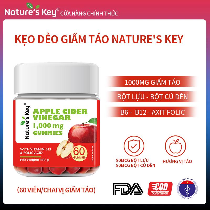 0 chất béo, 0 lo lắng khi dùng | Kẹo dẻo Giấm táo Nature’s Key, 1000mg Giấm táo nguyên chất cùng nhiều Vitamin thiết yếu 1