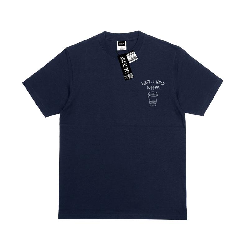 Ashall.sky Kaos Distro Pria First I Need Coffee Simpel Logo | Koas Abu Polos | Kaos Simpel Distro Baju 6