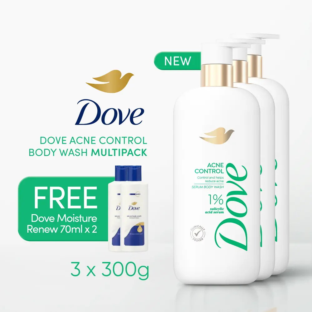 [Free Dove Renew 70ML x2] Acne Control 300g x3