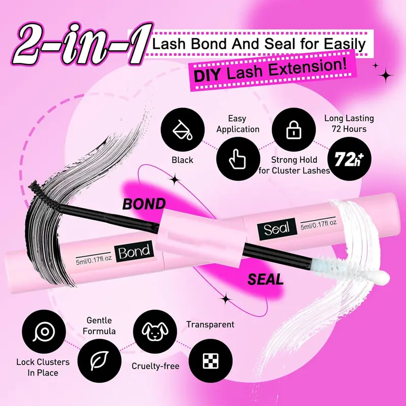 Eyelash Extensions Kit, 1 Set Individual False Eyelashes with Eyelash Glue & Tweezers & Glue Remover & Brush, Professional Eye Enhancement Tools for Women, Makeup 4