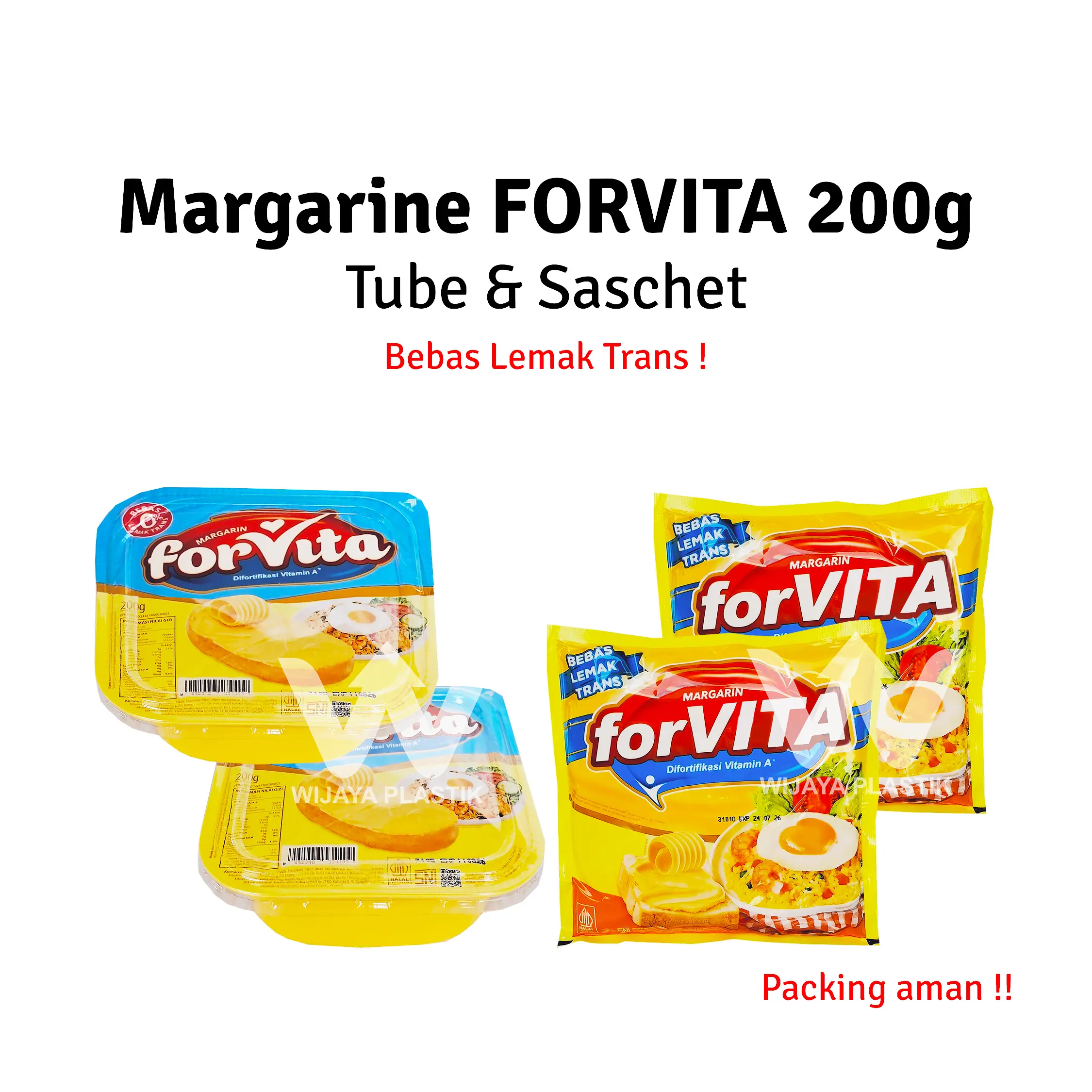Aneka Margarin [FORVITA] 200 gr --- Pack | Forvita filma amanda blueband palmia butter repack margarine oles roti kue sachet saset tube lid plastik bebas lemak trans vit A murah ekonomis D95