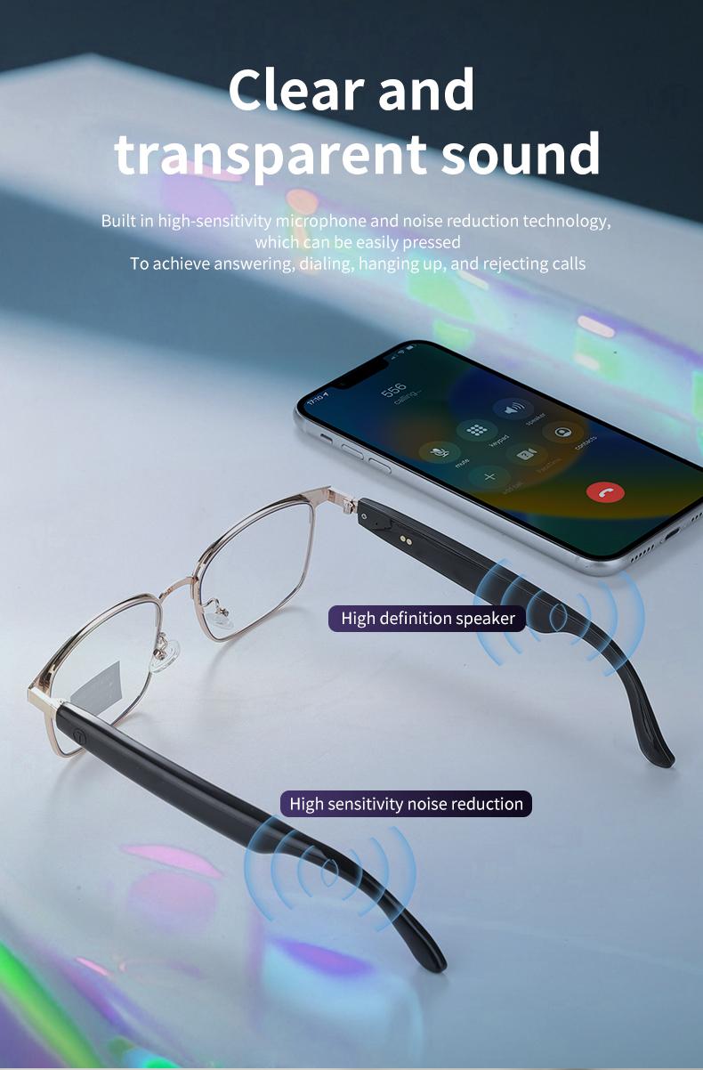 Product Introduction of GS06 Smart Glass with Voice Assistant, Built-in Speaker, and Mic, Photochromic Blue Light Filtering Lenses, Open Ear UV Protection Bluetooth Sunglasses for Sport 4