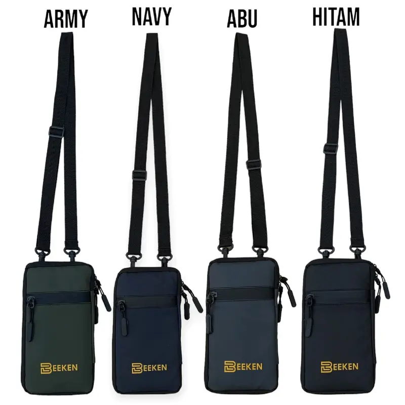 Tas hp - hanging wallet - dompet kartu & hp - tas selempang pria - ABU Hitam 5