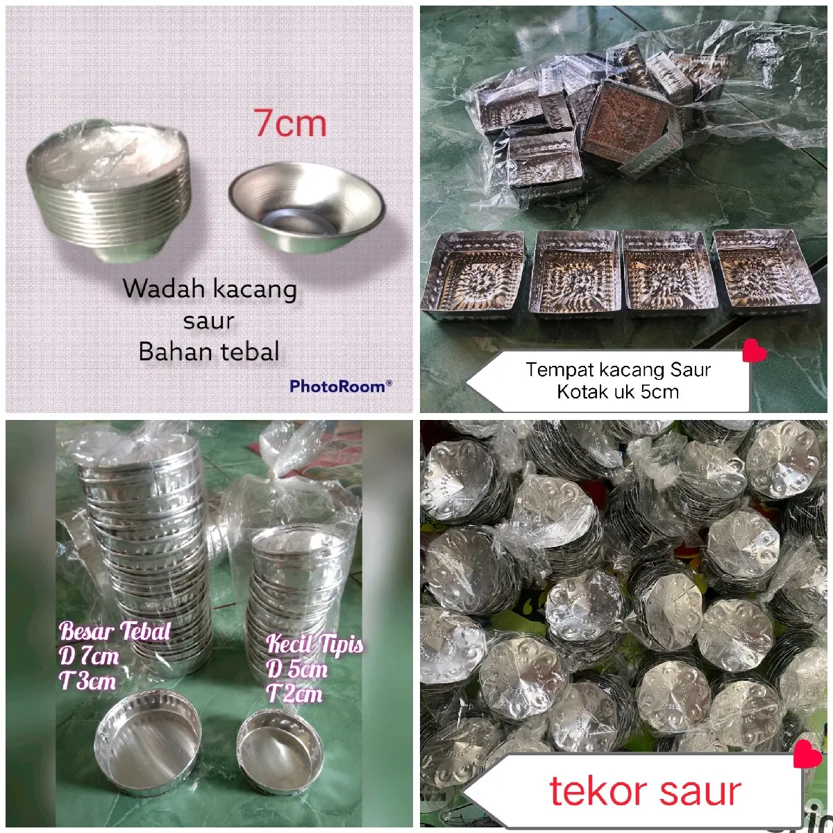 PERKODI (20) & LUSINAN(12) wadah kacang saur pres & sambungan
