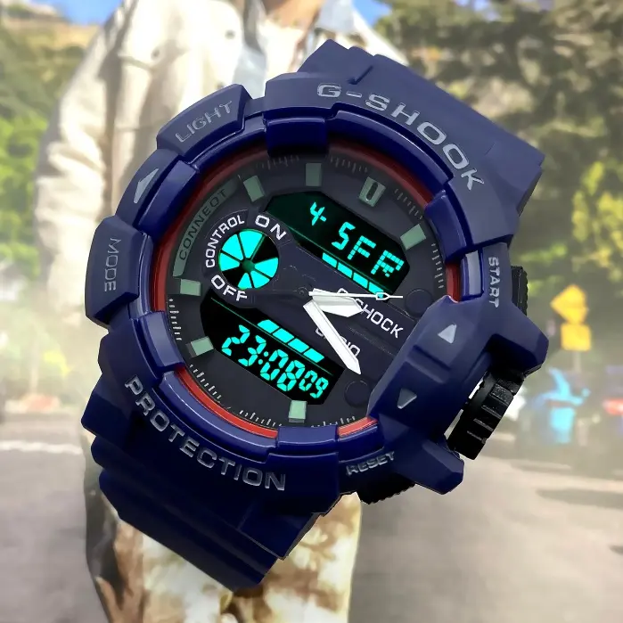 jam tangan pria GS GBA 400 dual time digital analog rubber warna sport
