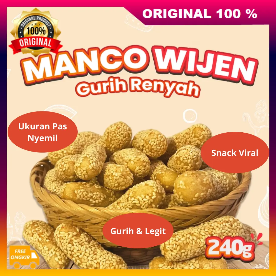Manco Wijen Viral Gurih Renyah  Snack Manco Wijen Cemilan Tradisional 100% ORIGINAL