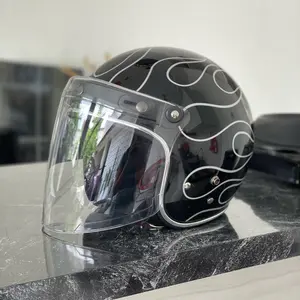 Helm Bogo Motif Api List Chrome Dengan Kaca Venom Terbaru