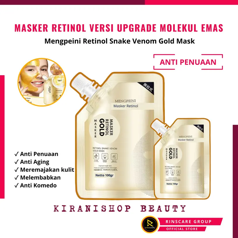 [ MASKER RETINOL GOLD ] Mengpeini Masker Wajah Retinol Snake Venom Gold Mask Masker Perawatan Anti Aging & Peremajaan Kulit Wajah 100gr 0