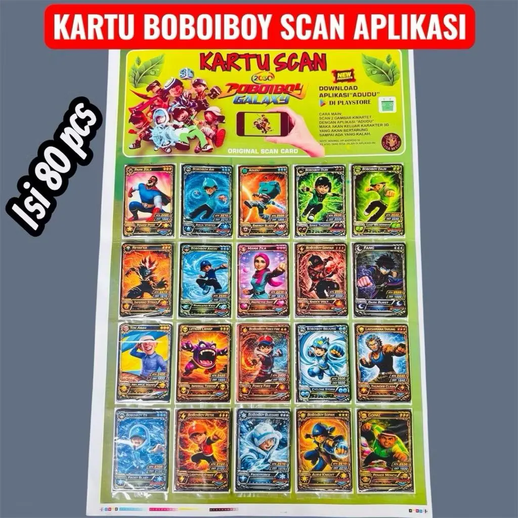 Kartu BOBOIBOY Scan Aplikasi Isi 80 PCS - Ready Siap Kirim
