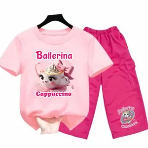 Ballerina CAPUCHINA Setelan Anak Perempuan Baju Kaos & Celana Kargo Fashion Usia 2-12 Tahun Motif Cappuccino - Setcel Anak - Parsel
