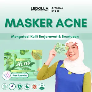 LEDOLLA - Masker Acne Mugwort & Centella Acne With Matcha | Masker Wajah Untuk Jerawat dan Bekasnya Masker Organik Untuk Bruntusan | Masker Bubuk BPOM | Face Mask Mengandung Niacinamide , Hyaluronic Acid | Skin Care | Free Spatula