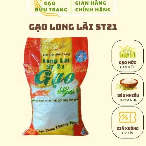 Gạo Thơm Thượng Hạng St21 5kg/túi GẠO MỚI DẺO NHIỀU,THƠM- Hạt Gạo Dẻo Dai, Ngọt Tự Nhiên - Food bưu gạo  5kg 0